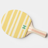 Retro Chic Gele Strepen Monogram Tafeltennisbatje (Zijkant)