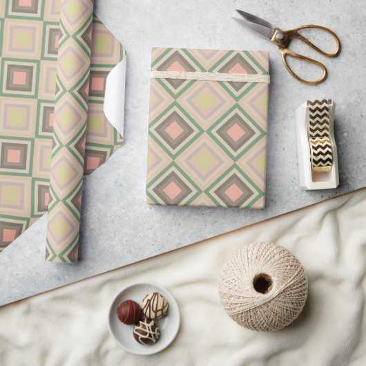 Retro Chic Geometrisch Citroen Pastel Cadeaupapier (Crafts)