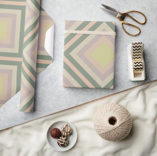 Retro Chic Geometrisch Citroen Pastel Cadeaupapier (Crafts)