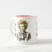 Retro Chic:  Grappig Quote 50s Vrouw Humor Tweekleurige Koffiemok (Voorkant links)