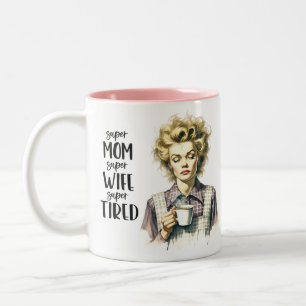Retro Chic:  Grappig Quote 50s Vrouw Humor Tweekleurige Koffiemok
