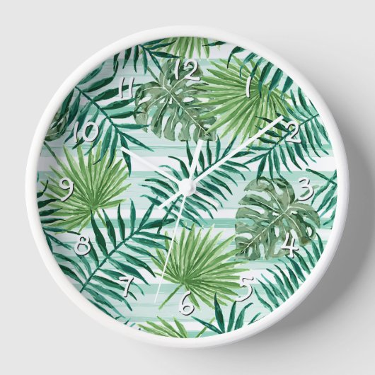 Retro Chic Green Palm laat Waterverf kunst (Voorkant)