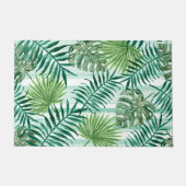 Retro Chic Green Palm laat Waterverf kunst Deurmat (Voorkant)