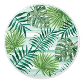 Retro Chic Green Palm laat Waterverf kunst Keramische Knop (Voorkant)