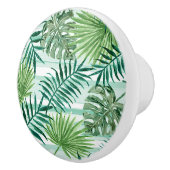 Retro Chic Green Palm laat Waterverf kunst Keramische Knop (Rechts)