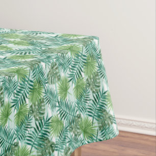 Retro Chic Green Palm laat Waterverf kunst Tafelkleed