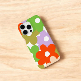 Retro Chic Groen, Rood & Paarse Bloempatroon iPhone 16 Pro Max Hoesje
