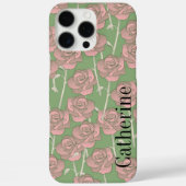 Retro Chic Groen & Roze Bloemen Patroon grillig Case-Mate iPhone Case (Achterkant)
