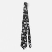 Retro Chic Klasse Witte Bloemen Kunst Patroon Stropdas (Voorkant)