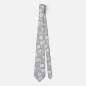 Retro Chic Klasse Witte Bloemen Kunst Patroon Stropdas (Voorkant)