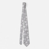 Retro Chic Klasse Witte Bloemen Kunst Patroon Stropdas (Achterkant)