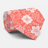 Retro Chic Klasse Witte Bloemen Kunstpatroon Stropdas (Opgerold)