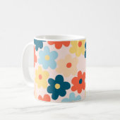 Retro Chic Kleurrijke Bloemenvibrant Y2K Geïnspire Koffiemok (Voorkant links)