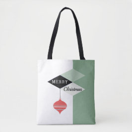 Retro Chic Merry Christmas kleur blokpatroon Tote Bag