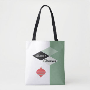 Retro Chic Merry Christmas kleur blokpatroon Tote Bag