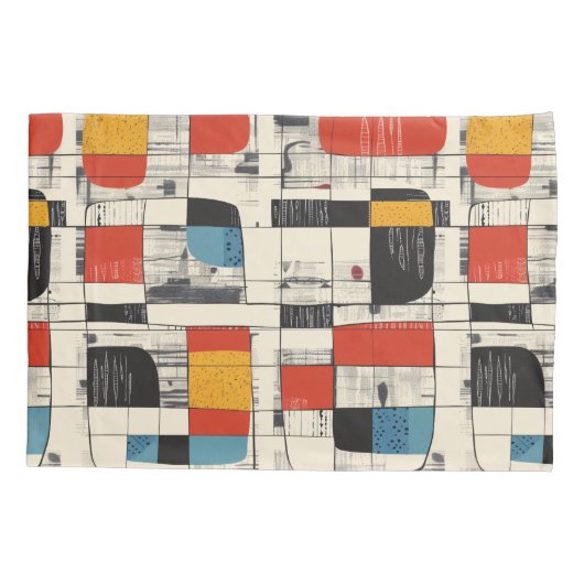 Retro Chic Mid-Century Modern Abstract Kussen Sham Kussensloop (Achterkant-Links)