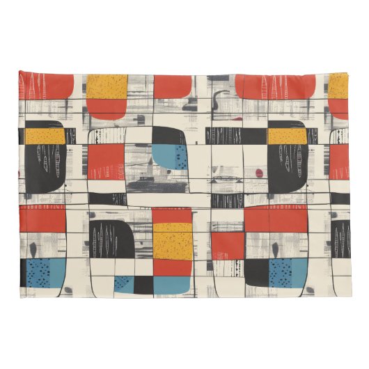 Retro Chic Mid-Century Modern Abstract Kussen Sham Kussensloop (Achterkant-Rechts)