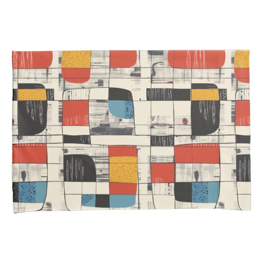 Retro Chic Mid-Century Modern Abstract Kussen Sham Kussensloop (Voorkant-Rechts)