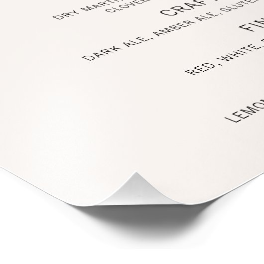 Retro Chic Modern Bar-menu Foto Afdruk (Hoek)