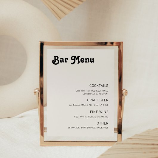 Retro Chic Modern Bar-menu Foto Afdruk