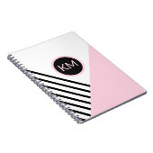 Retro Chic Modern Monogram Stripes Geometric Notitieboek (Rechterzijde)