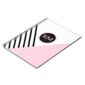 Retro Chic Modern Monogram Stripes Geometric Notitieboek (Linkerzijde)