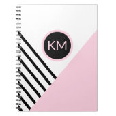 Retro Chic Modern Monogram Stripes Geometric Notitieboek (Voorkant)