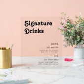 Retro Chic Modern Signature Drinken Acryl Bord (Huwelijk)