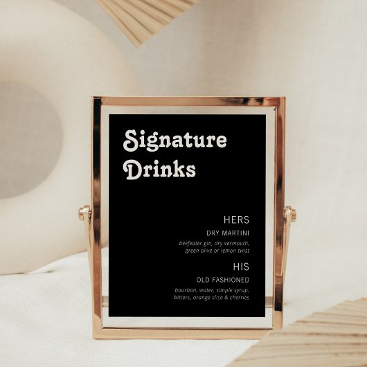 Retro Chic Modern Signature Drinken Foto Afdruk