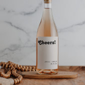 Retro Chic Modern Zwart Proost Bruiloft Wijn Etiket