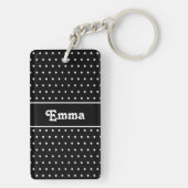 Retro Chic Naam Polka Dot Zwart-witte Sleutelhange Sleutelhanger (achterkant)