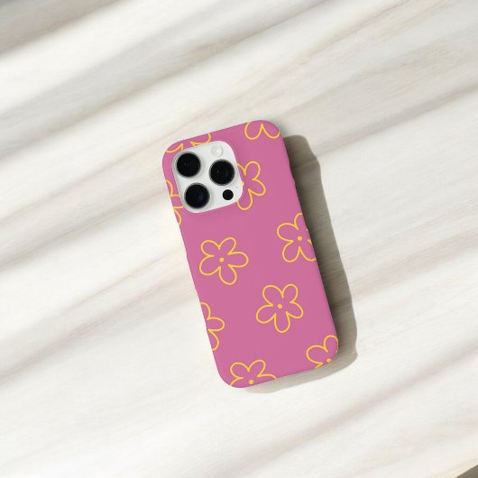 Retro Chic Paars & Geel Bloemmotief  Case-Mate iPhone Case