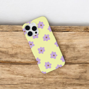 Retro Chic Paars & Geel Bloemmotief  iPhone 16 Pro Max Hoesje