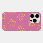 Retro Chic Paarse & Gele Bloempatroon Case-Mate iPhone Case (Achterkant (horizontaal))