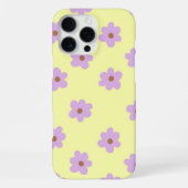 Retro Chic Paarse & Gele Bloempatroon iPhone Hoesje (Achterkant)