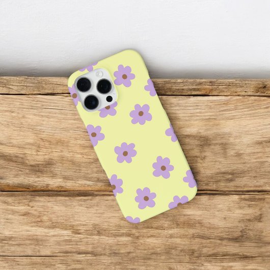 Retro Chic Paarse & Gele Bloempatroon iPhone Hoesje