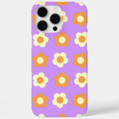 Retro Chic Paarse & Oranje Bloempatroon Case-Mate iPhone Case (Achterkant)