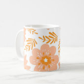 Retro Chic Peach Fuzz Bloemen Whimsical Y2K Koffiemok (Voorkant links)