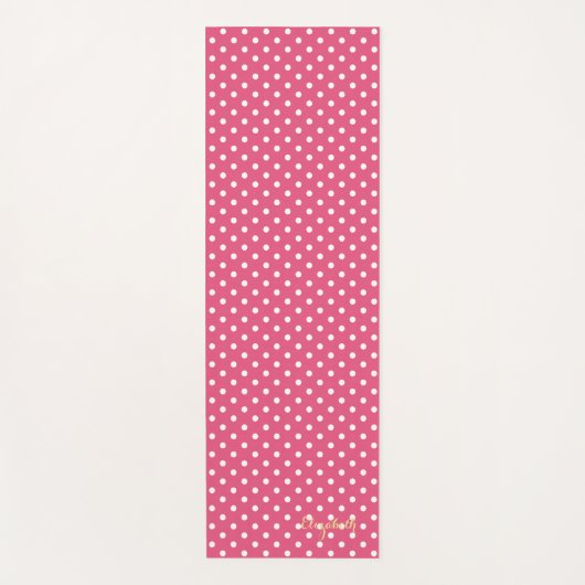 Retro Chic Pink White Polka Dots Monogram Oefening Yogamat (Voorkant)