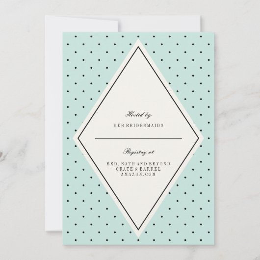 Retro Chic Polka Dots Diamond Vrijgezellenfeest In Kaart (Achterkant)