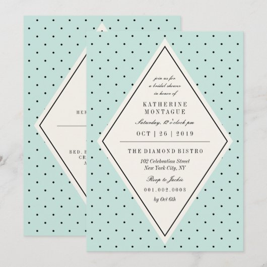Retro Chic Polka Dots Diamond Vrijgezellenfeest In Kaart (Voorkant / Achterkant)