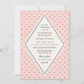 Retro Chic Polka Dots Diamond Vrijgezellenfeest In Kaart (Voorkant)