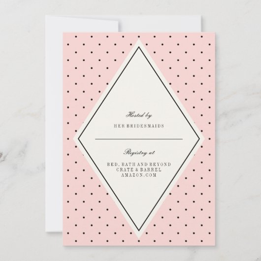 Retro Chic Polka Dots Diamond Vrijgezellenfeest In Kaart (Achterkant)