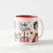 Retro Chic: Pop Art Grappig Humoristisch Quote Tweekleurige Koffiemok (Voorkant rechts)