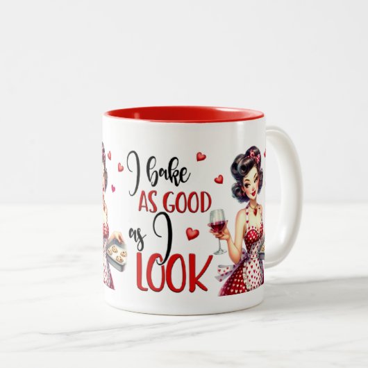 Retro Chic:  Pop Art Grappig Humoristisch Quote Tweekleurige Koffiemok (Voorkant rechts)