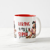 Retro Chic:  Pop Art Grappig Humoristisch Quote Tweekleurige Koffiemok (Voorkant rechts)