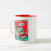 Retro Chic:  Pop Art Inspirerend Quote Tweekleurige Koffiemok (Voorkant links)