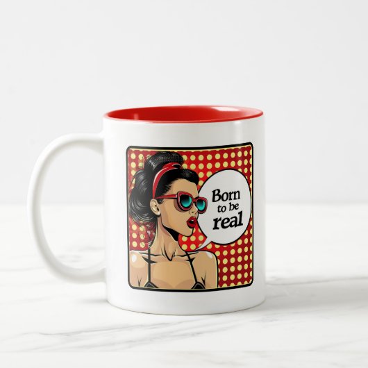 Retro Chic:  Pop Art Inspirerend Quote Tweekleurige Koffiemok (Links)