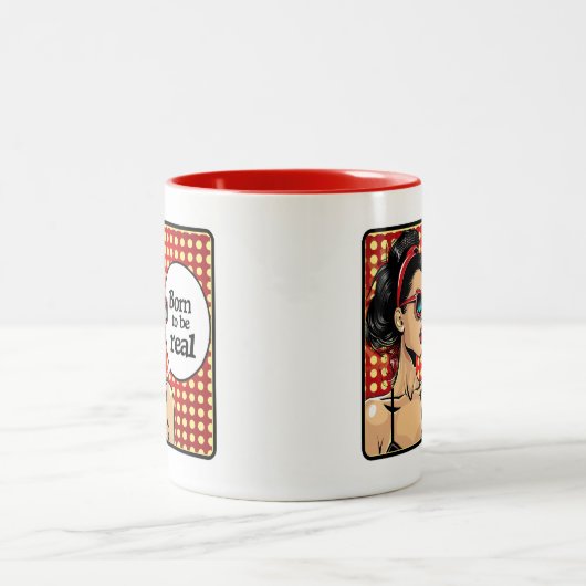 Retro Chic:  Pop Art Inspirerend Quote Tweekleurige Koffiemok (Center)