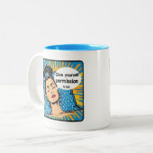 Retro Chic:  Pop Art Inspirerend Quote Tweekleurige Koffiemok (Voorkant links)